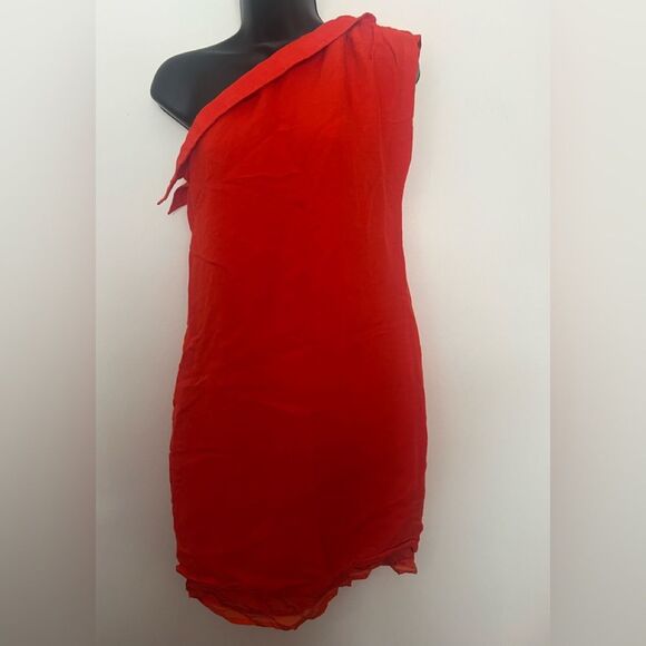 Elegant Burnt Orange One-Shoulder Dress - Picture 1 of 3